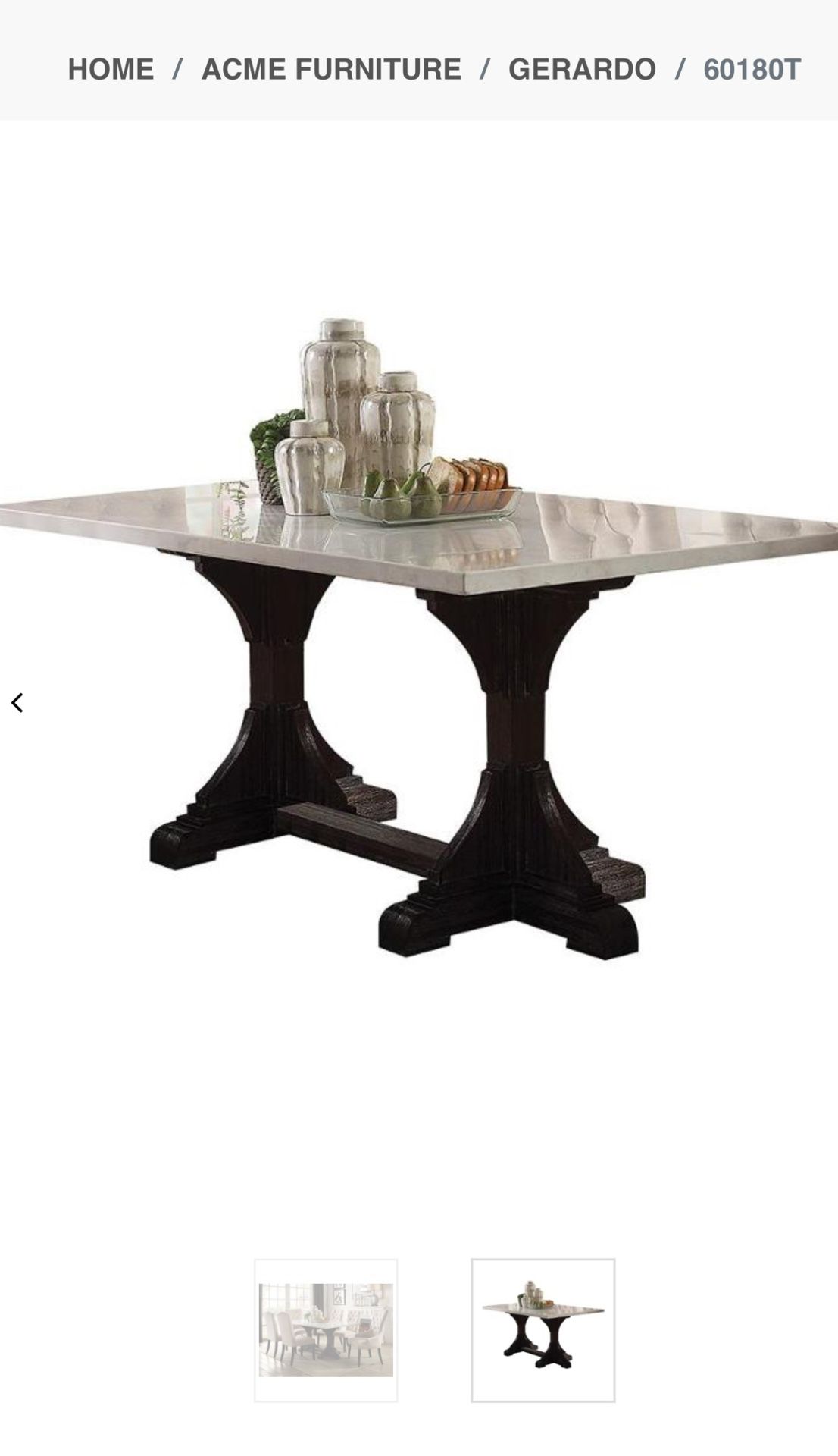 Smooth White Marble Dining Table By Gerardo By ACME