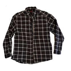 Men's Large WOLVERINE Long Sleeve Button Down Gray Red Plaid Flannel Shirt