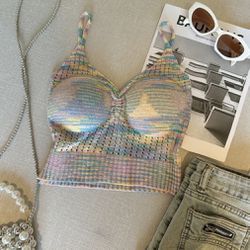 Brand New Beautiful Summer Knit Colorful Beachwear Tank Top 