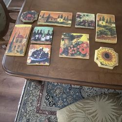 9 Signed Tuscan Wall Tiles Decoration 