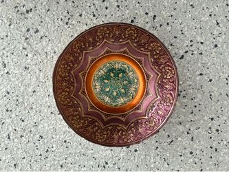 Turkish Topkati Decorative Colorful Glass Bowl. Approx. 8” Diameter. Pre Owned.