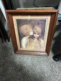 Framed vintage Margaret Kane a little kiss