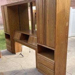 Antique Heavy Duty Queen Size Mirror Headboard With Two Sides Dressers