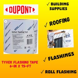 DuPont. Tyvek Flashing Tape 6-in x 75-fts. White Butyl rubber.
