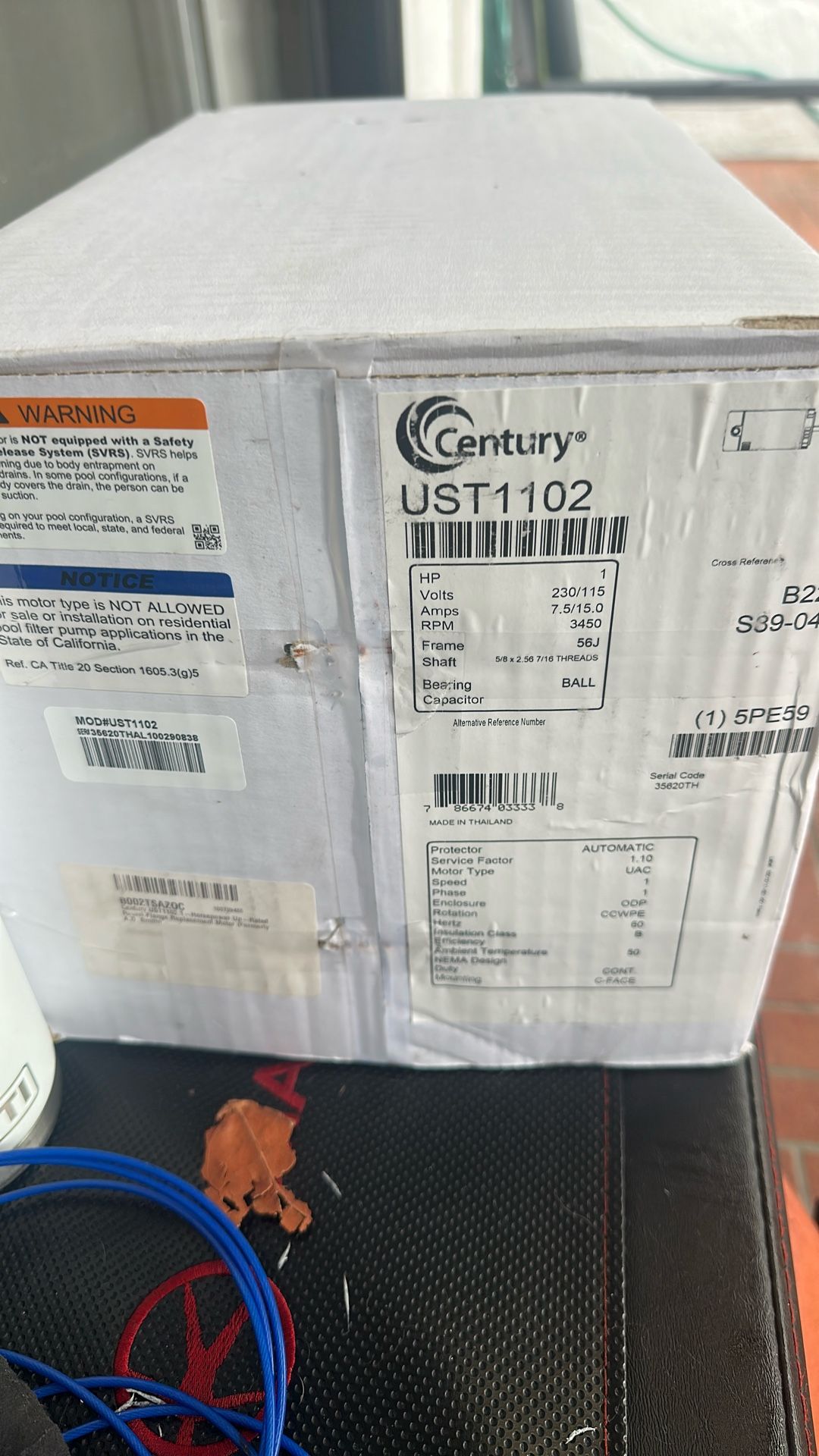 Century UST1102 Pool Pump Motor