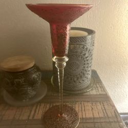 Red Ruby And Gold Candle Holder