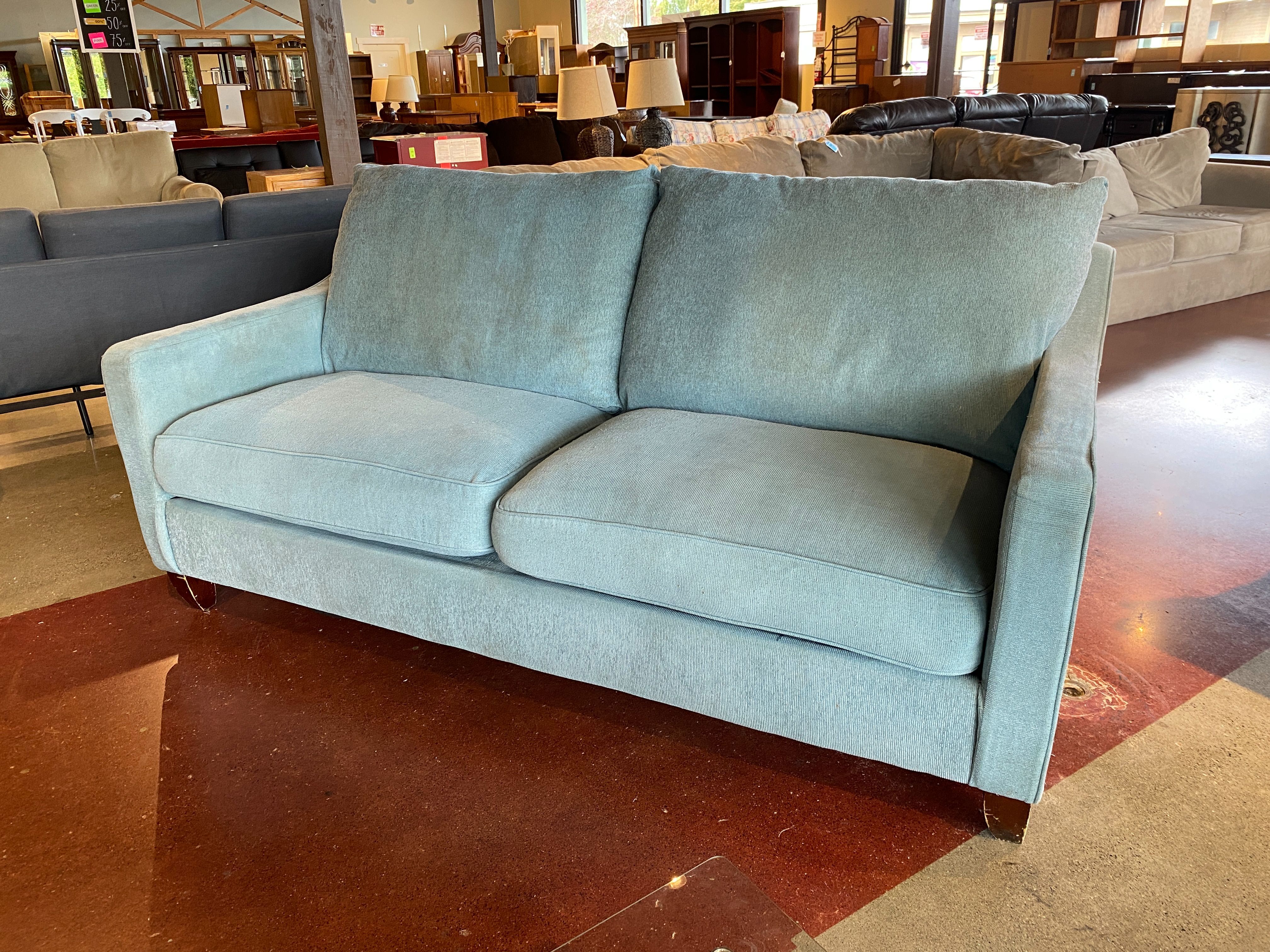 Seasalt Blue Couch with Attached Back Pillows
