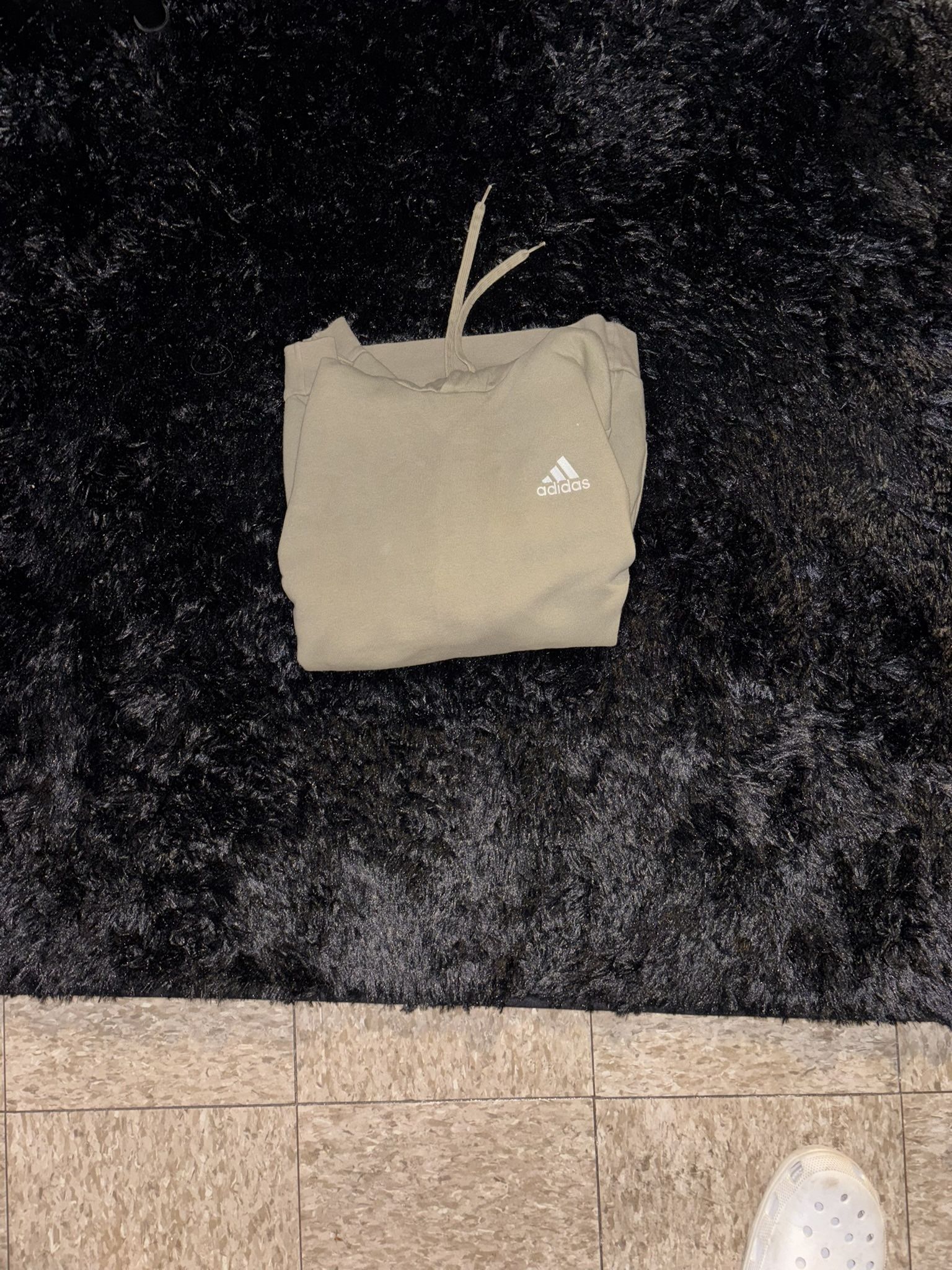 Army Green Adidas Minimalistic Pullover Hoodie, Size Medium