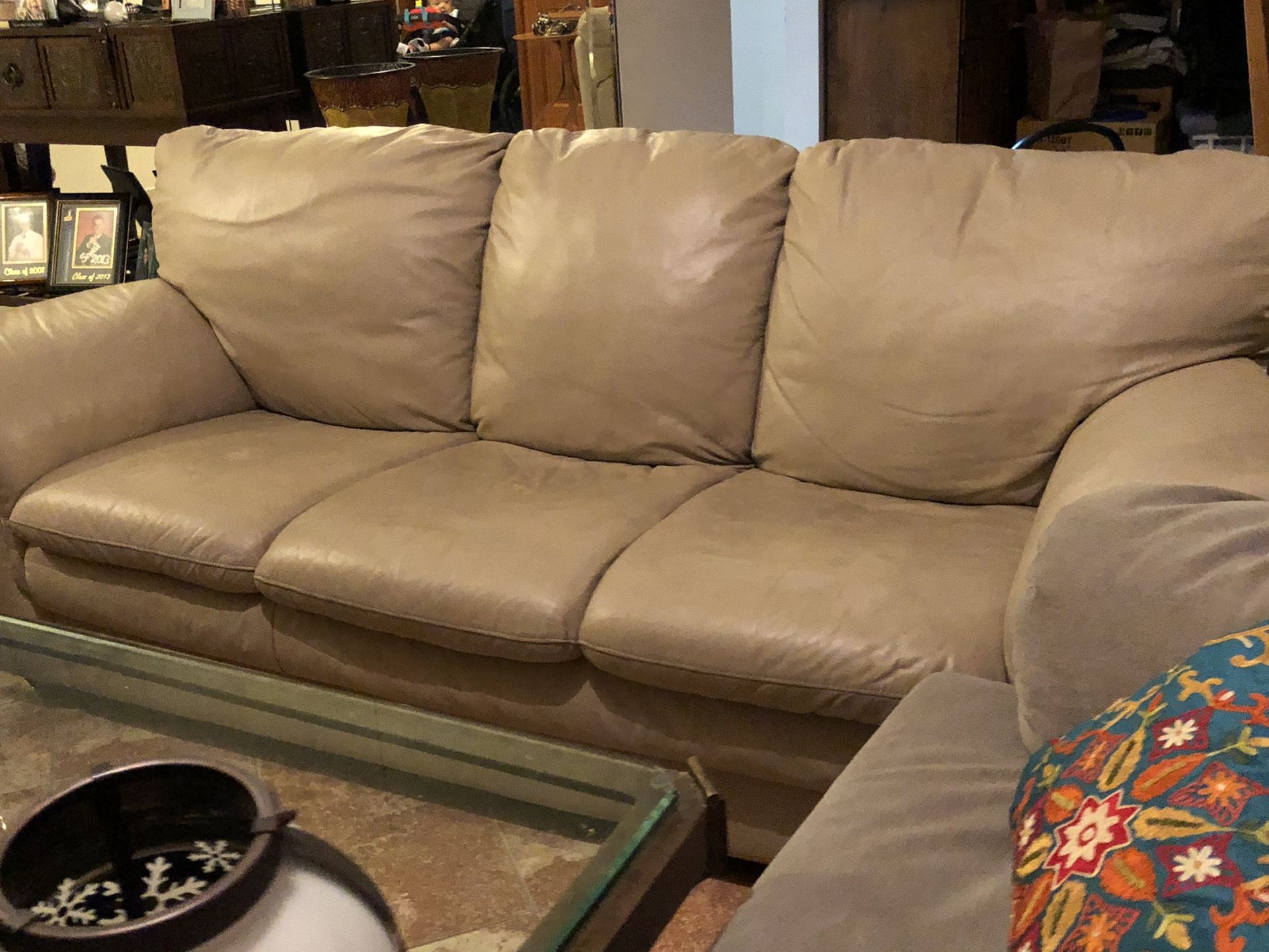 2 Beige Couches (1 Full-size and 1 Loveseat)