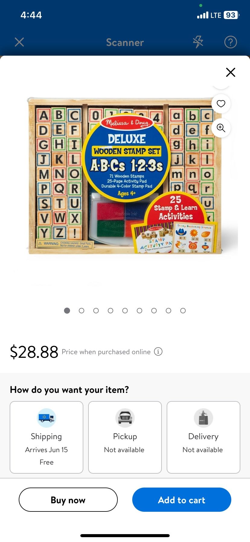 Melissa & Doug Deluxe Letters and Numbers Wooden Stamp Set ABCs 123s With Activity Book, 4-Color Stamp Pad - FSC Certified