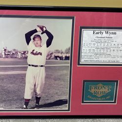 Framed and Matted Early Wynn Cleveland Indians Photo and Career Stats