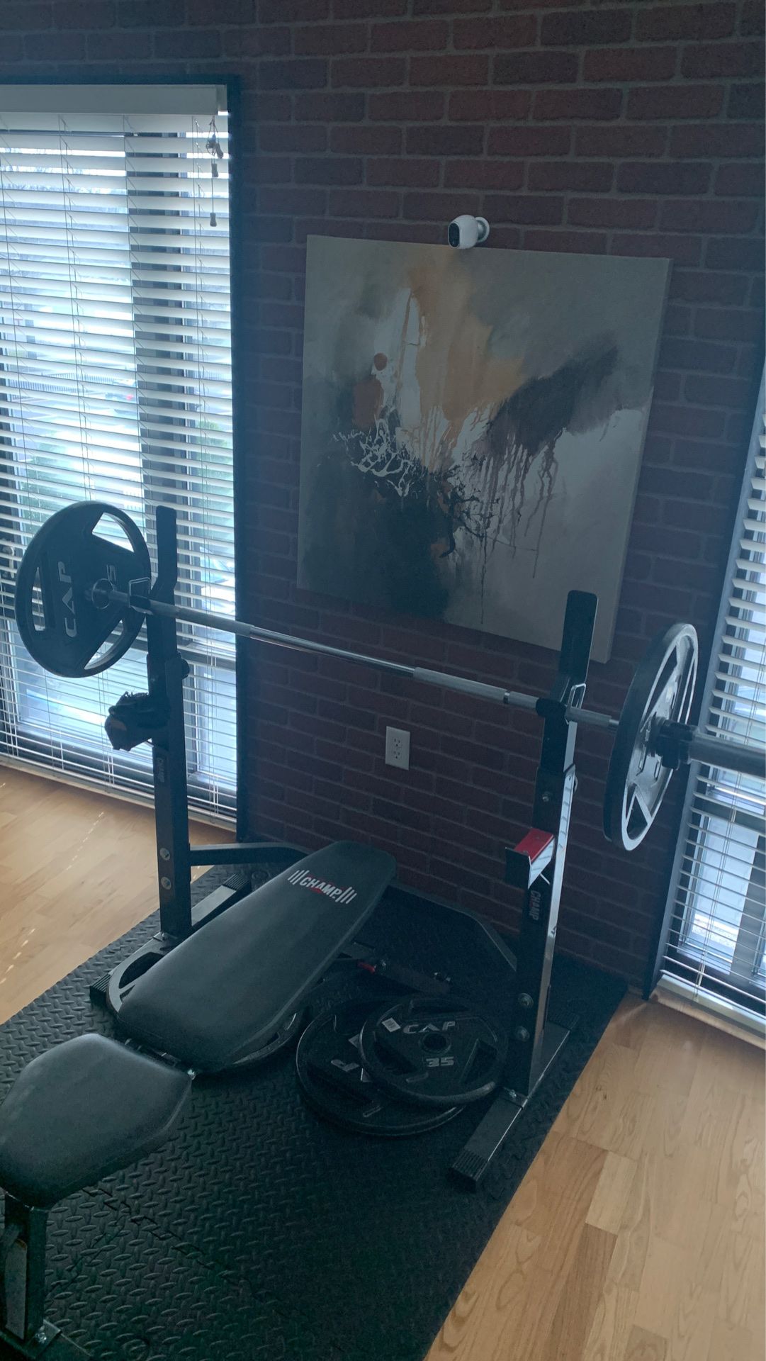 Body Champ Two Piece Set Olympic Weight Bench with Squat Rack