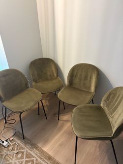 Set of two green dining chairs — SUPER comfortable with deep seat and wide back