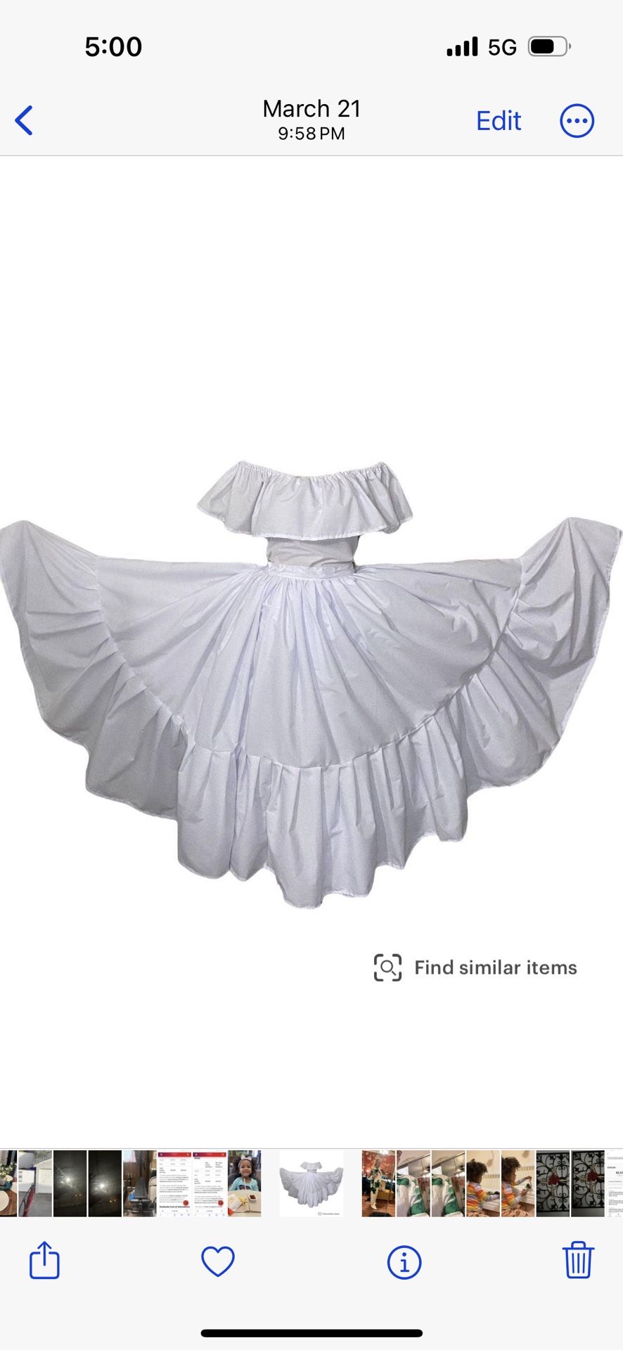 Puerto Rican Traditional Dress Used One Time With Red Ribbon Two-Piece