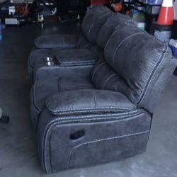 Leather Dual Recliner Couch