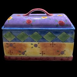 The Sango, The Sweet Shoppe Bread Box With Lid Designed By Sue Lipkin, 13 Inches Long 9 1/2 Inches Height 7 Inches Wide