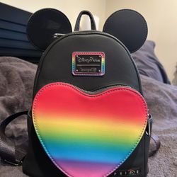 2022 Disney Parks Loungefly Pride Collection Black Mini Backpack Bag