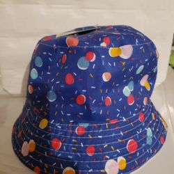 Juncture kids sun hat /Chapeau Blue w/colored dot