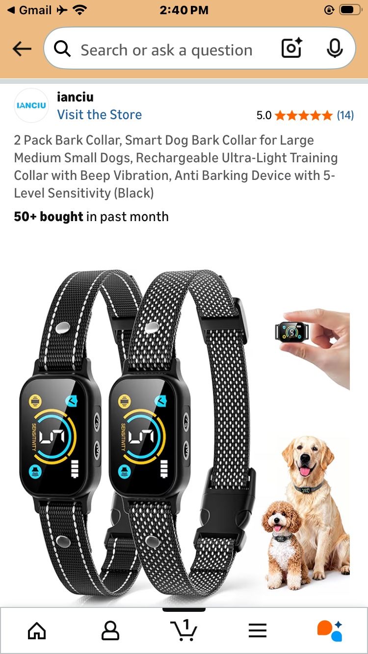 Brand New Two Pack Smart Bark Collars.