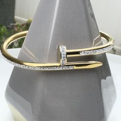 18k Gold Plated Nail Bangle Bracelet 