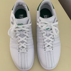 New Mens Size 10 VN Low Leather Tennis Shoe White/Green