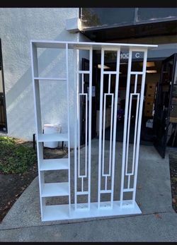 New 64"× 48" White Modern Room Divider Bookshelf