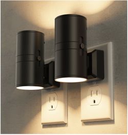 Night Lights Plug into Wall [NEW; 2 Pack], Modern LED Night Light Plug in, Dusk to Dawn Sensor, Soft White 3000K, 0-100LM Adjustable Brightness, Dimma