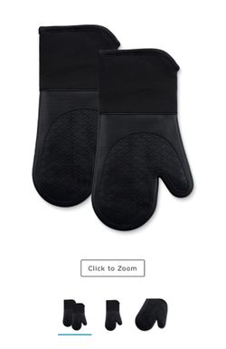 13” Black silicon oven mitts