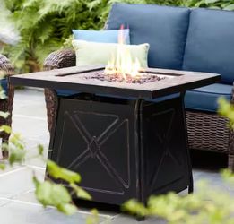 Hampton Bay Crossridge 30 in. Propane Fire Pit Table, 50000 BTU with Lava Rocks