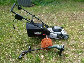 Lawn mower and weed wacker electric mower 3in1 12 amp task force 18 inch  cut and a Black & Decker electric weed wacker for Sale in Gloucester Point,  VA - OfferUp