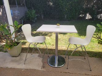 Bar Table Set 3-Piece  White Chrome, Table 42 1/2" hight  46 wide