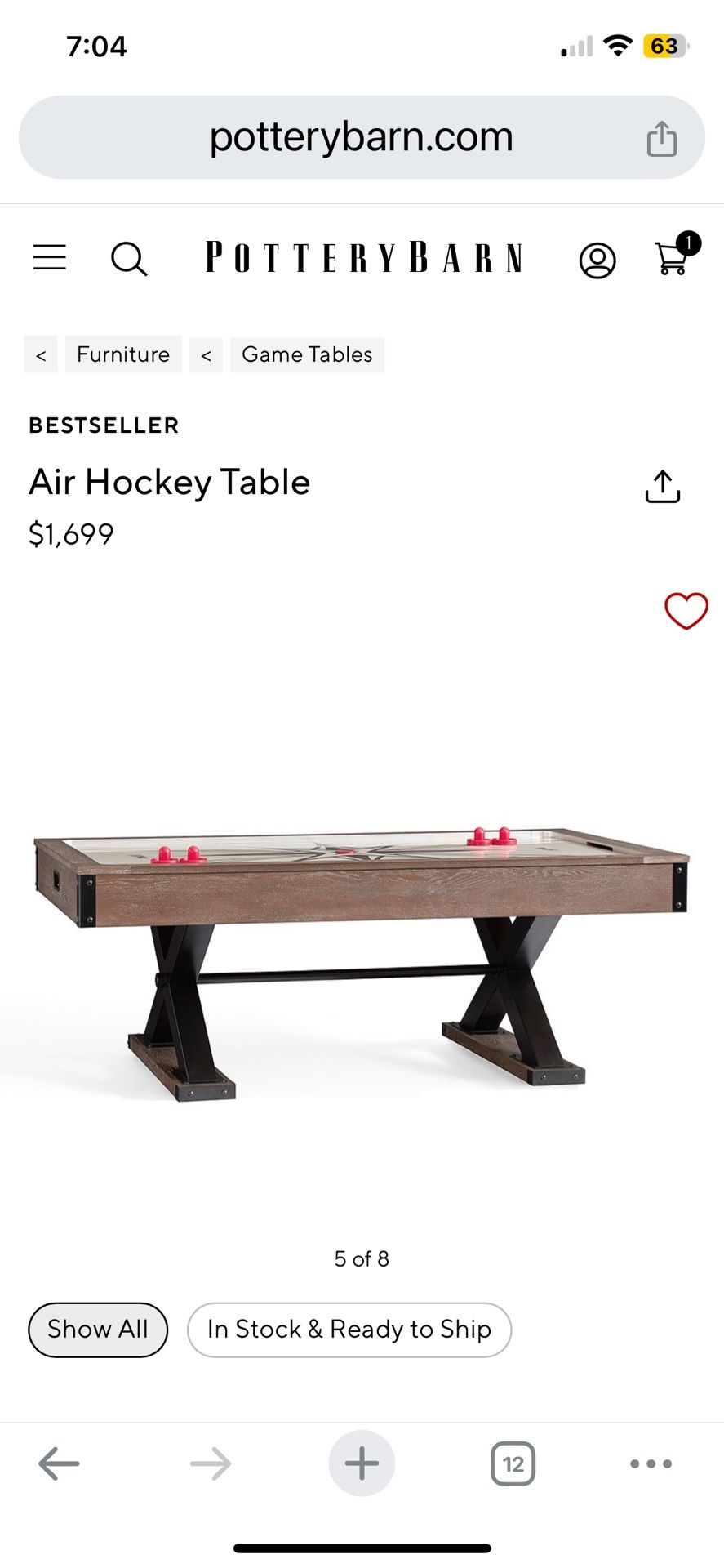 Air Hockey Table | Pottery Barn (Like New)