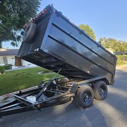 NEW DUMP TRAILER 12X8X4 12000 LBS
ROLLING TARP--SPARE TIRE,ELECTRIC BRAKES,HYDRAULIC SYSTEM,REMOTE CONTROL,IDEAL FOR HAULING, DEMOLITION, TRASH ETC, 