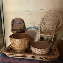 Wicker Rattan Plant Cache Decoration Lot