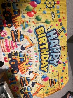Construction Truck Happy Birthday Party Banner