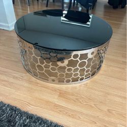 Black Glass Round Coffee Table