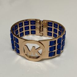 Michael Kors Blue & Gold Tone Logo Bracelet