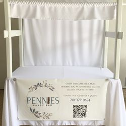 White Wooden Tabletop Canopy With White Cloth Awning 