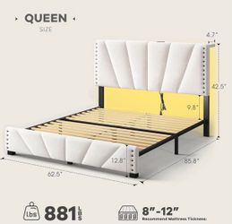 （Q-016）Beige Wood Frame Full Size Velvet Upholstered Platform Bed Frame