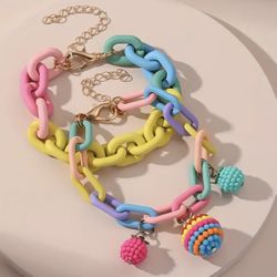 Brand New Vibrant Chain Bracelet Set with Playful Balls