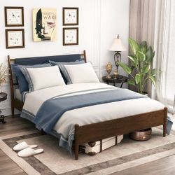 Modern Solid Wood Queen Platform Bed – Open Box (Never Used)
