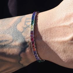 RAINBOW TENNIS BRACELET (SILVER) 4mm