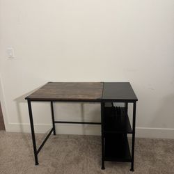 Computer Desk With Wooden Storage Shelf