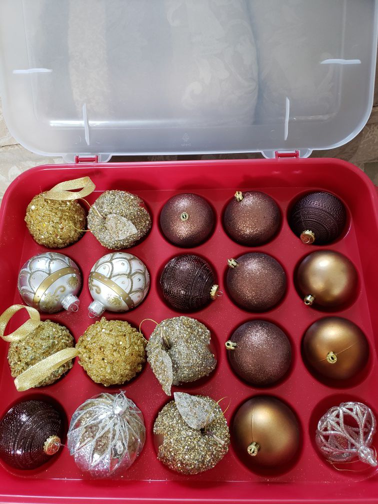 Christmas Ornaments with storage container.