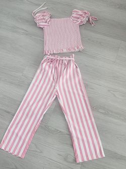 Girls Stripe Pink Pant Set