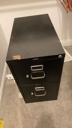 HON 2-Drawer Black Metal File Cabinet - Functional / Used Condition