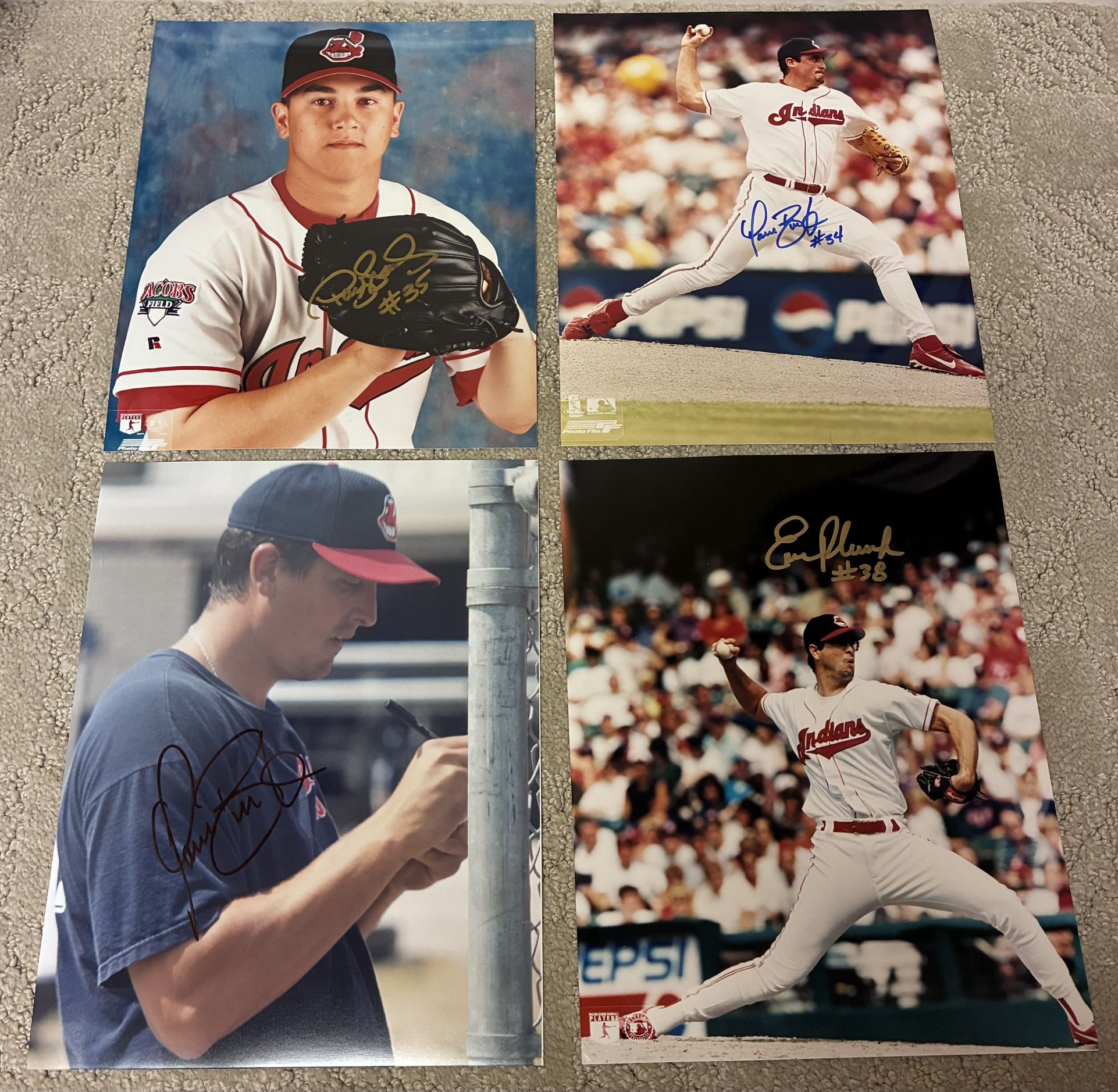 Lot Of 4 Cleveland Indians Autographed 8x10 Photos