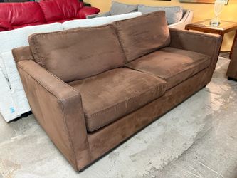 CRATE & BARREL Barrett Chocolate Fabric 2-Cushion Sofa