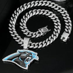 20 Or 24" Carolina Panthers Iced Chain Necklace MORE TEAMS AVAILABLE SHIPPING AVAILABLE 