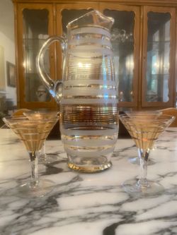 Glass Martini Pitcher and Glasses Set
